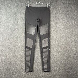 Alo Womens Moto Black Ankle Leggings Size Small? Includes Measurements EUC